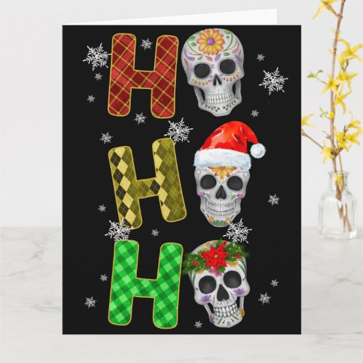 Skelet Kerstboom Grappige Lelijke Xmas Skeletten Kaart (Gele Bloem)