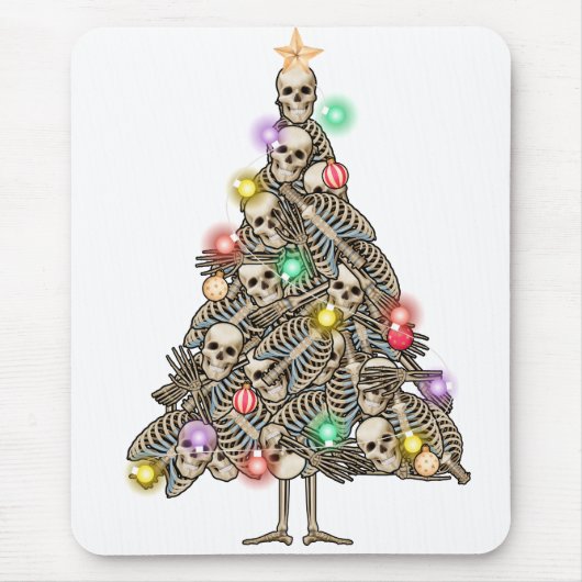 Skelet Kerstboom Grappige Lelijke Xmas Skeletten Muismat (Voorkant)