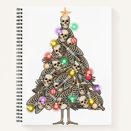 Skelet Kerstboom Grappige Lelijke Xmas Skeletten Notitieboek (Voorkant)