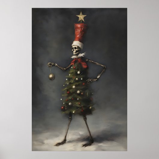Skelet Kerstboom Kunstprint, Winter Poster (Voorkant)