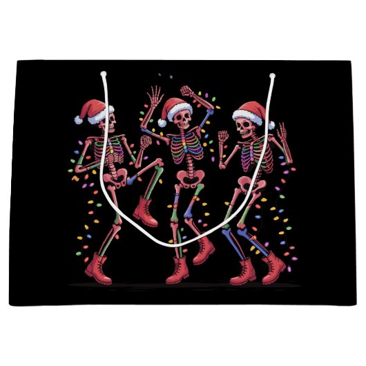Skelet Kerstdansen Skelet Lichten Vrolijk Groot Cadeauzakje (Voorkant)