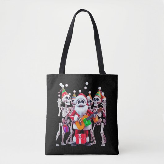 **Skelet Kerstman Feest – Grappige 3D Kerst Skelet Tote Bag (Voorkant)