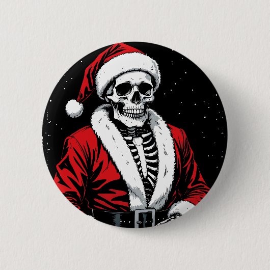 Skelet Kerstman Ronde Button 5,7 Cm (Voorkant)