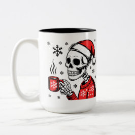Skelet Kerstmis Koffie Grappig Vakantieontwerp Tweekleurige Koffiemok