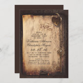 Skelet Key Heart Lock Verlovingsfeest Uitnodigen Kaart (Voorkant / Achterkant)