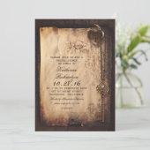 Skelet Key Heart Lock vrijgezellenfeest nodigt uit Kaart (Staand voorkant)