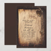 Skelet Key Heart Lock vrijgezellenfeest nodigt uit Kaart (Voorkant / Achterkant)