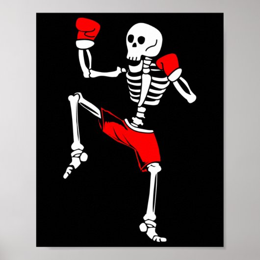 Skelet Kickbokser Vechters Muay Thai Poster (Voorkant)