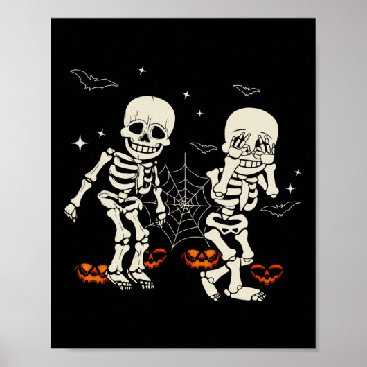 Skelet Kinderen Griddy-dans Halloween Trick Or Tre Poster (Voorkant)