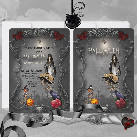 Skelet kleine heks en kraai kaart