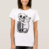 Skelet Knuffelen Een Kat T-shirt (Voorkant)