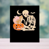Skelet Knuffelen Kat Halloween Kat Lover Kat Klass Acryl Bord (Neutraal)