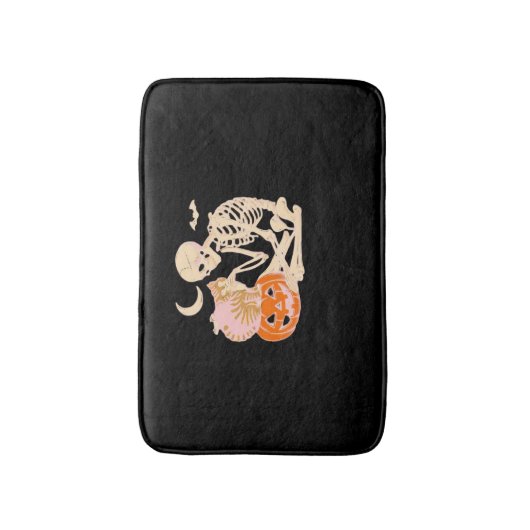 Skelet Knuffelen Kat Halloween Kat Lover Kat Klass Badmat (Voorkant Verticaal)