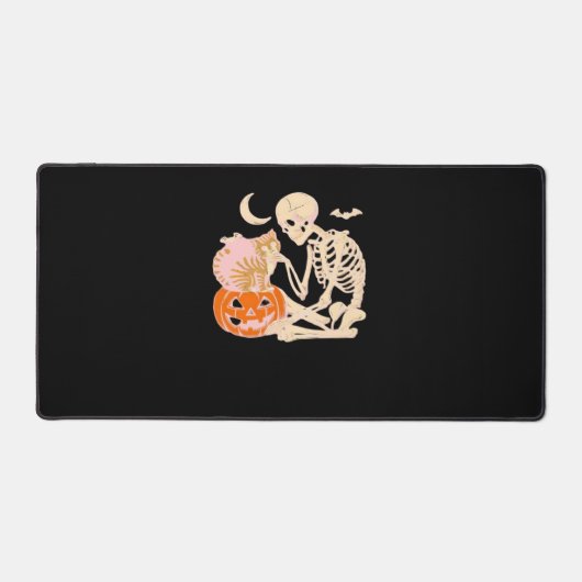 Skelet Knuffelen Kat Halloween Kat Lover Kat Klass Bureaumat (Voorkant)