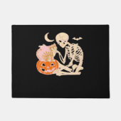 Skelet Knuffelen Kat Halloween Kat Lover Kat Klass Deurmat (Voorkant)