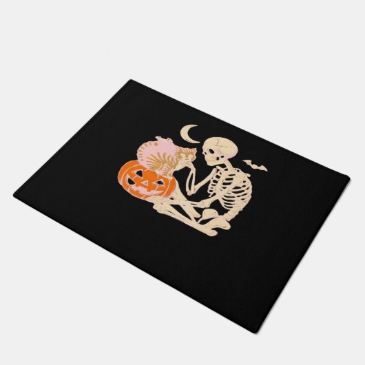 Skelet Knuffelen Kat Halloween Kat Lover Kat Klass Deurmat (Schuin)