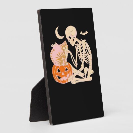 Skelet Knuffelen Kat Halloween Kat Lover Kat Klass Fotoplaat (Zijkant)