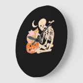 Skelet Knuffelen Kat Halloween Kat Lover Kat Klass Grote Klok (Hoek)
