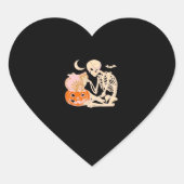Skelet Knuffelen Kat Halloween Kat Lover Kat Klass Hart Sticker (Voorkant)
