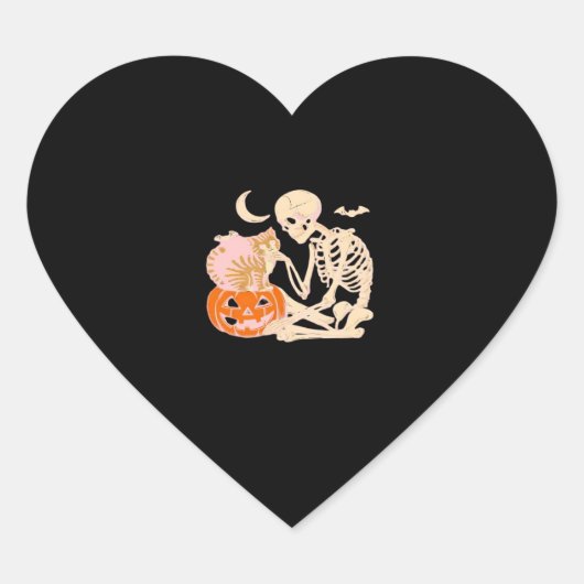 Skelet Knuffelen Kat Halloween Kat Lover Kat Klass Hart Sticker (Voorkant)