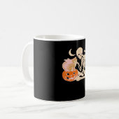 Skelet Knuffelen Kat Halloween Kat Lover Kat Klass Koffiemok (Voorkant links)