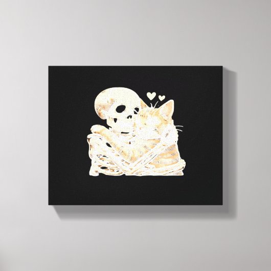 Skelet Knuffelen Kat Halloween Kat Lover Kat Mama Canvas Afdruk (Voorkant)