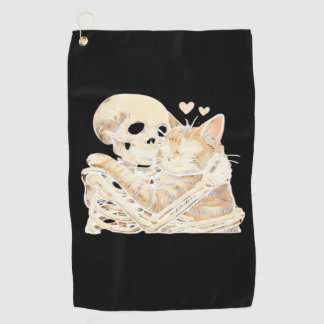 Skelet Knuffelen Kat Halloween Kat Lover Kat Mama  Golfhanddoek