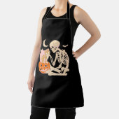 Skelet Knuffelen Kat Halloween Kat Lover Kat Mama Schort (Insitu)