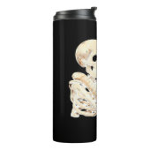 Skelet Knuffelen Kat Halloween Kat Lover Kat Mama  Thermosbeker (Gedraaid links)
