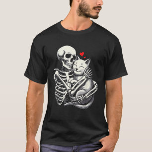Skelet Knuffelen Kat Halloween Katten Lover Kat Ma T-shirt