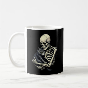 Skelet Knuffelende Kat Grappige Halloween Kat Lief Koffiemok