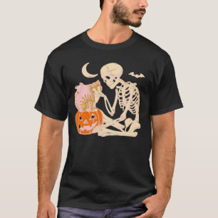 Skelet Knuffelende Kat Halloween Kat Liefhebber Ka T-shirt