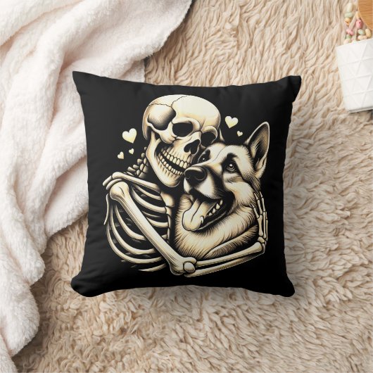 Skelet Knuffelhond Halloween Duitse Herder Kussen (Deken)