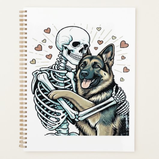 Skelet knuffelt met een Duitse Herder � Unieke got Planner (Voorkant)