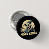 Skelet Koffie Halloween Ronde Button 3,2 Cm (Voorkant /achterkant)