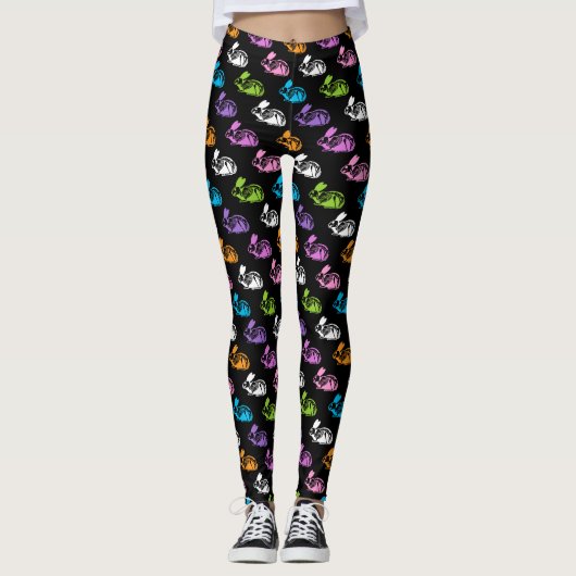 Skelet Konijnenpatroon Leggings (Voorkant)