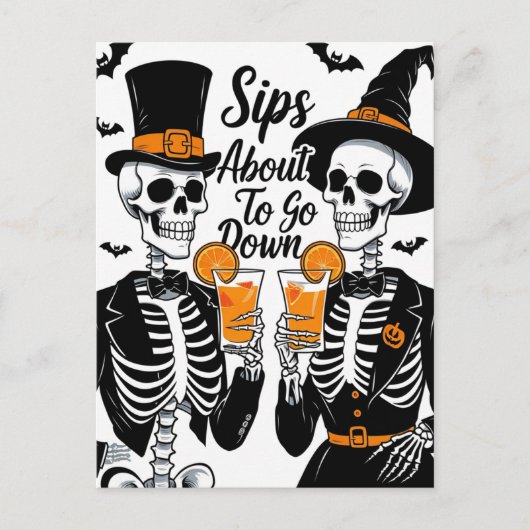 Skelet Koppel Halloween Feestdagenkaart (Voorkant)