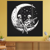 Skelet Koppel Maan Gitaar Canvas Afdruk (Insitu (Woonkamer))