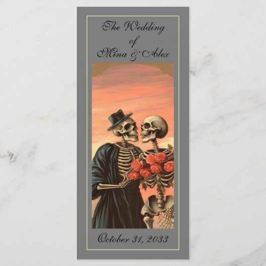 skelet koppel met herfst bloemengrijs menu (Achterkant)