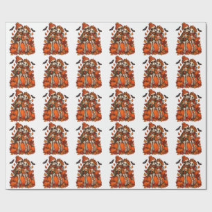Skelet Koppel Pompoen Kruiden Herfst Halloween Cadeaupapier