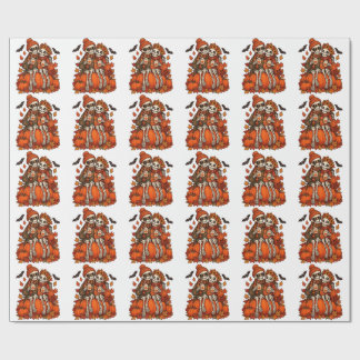 Skelet Koppel Pompoen Kruiden Herfst Halloween Cadeaupapier