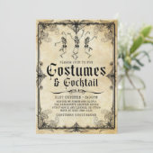skelet kostuums & Cocktail Halloween Kaart (Staand voorkant)