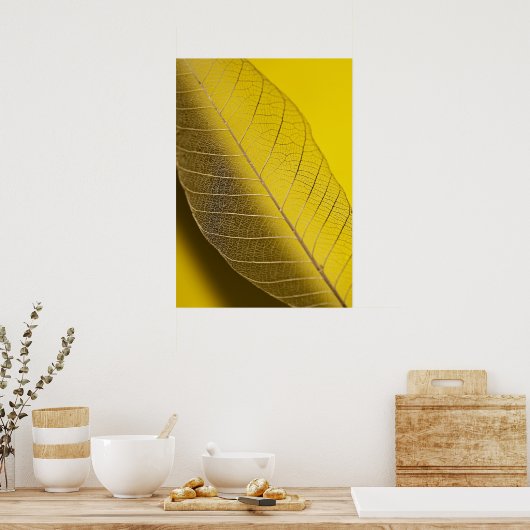 Skelet Leaf Yellow Poster (Keuken)