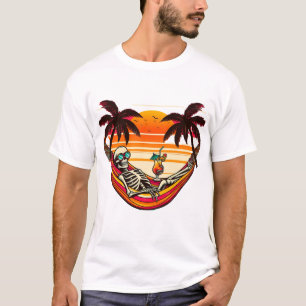 Skelet Leeft Zijn Beste Leven - Retro Zomer Zonson T-shirt