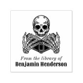 Skelet leest een boek #2S Bibliotheek Boeknaam Zelfinktende Stempel (Design)