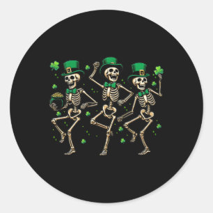 Skelet Leperchaun Grappig Skelet Dansen St Patr Ronde Sticker