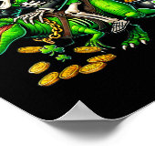 Skelet Leperchaun Skeleton Riding Trex St Patric Poster (Hoek)