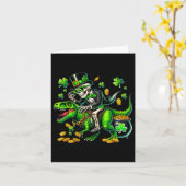 Skelet Leprechaun Skelet rijdt Trex St. Patrick Kaart (Gele Bloem)