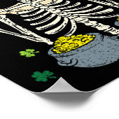 Skelet Leprechaun St. Patrick's Dag Klaver Klaverb Poster (Hoek)