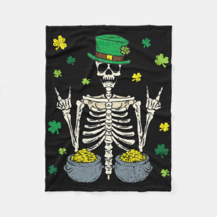 Skelet Leprechaun St. Patrick's Dag Klaver Kruidna Fleece Deken